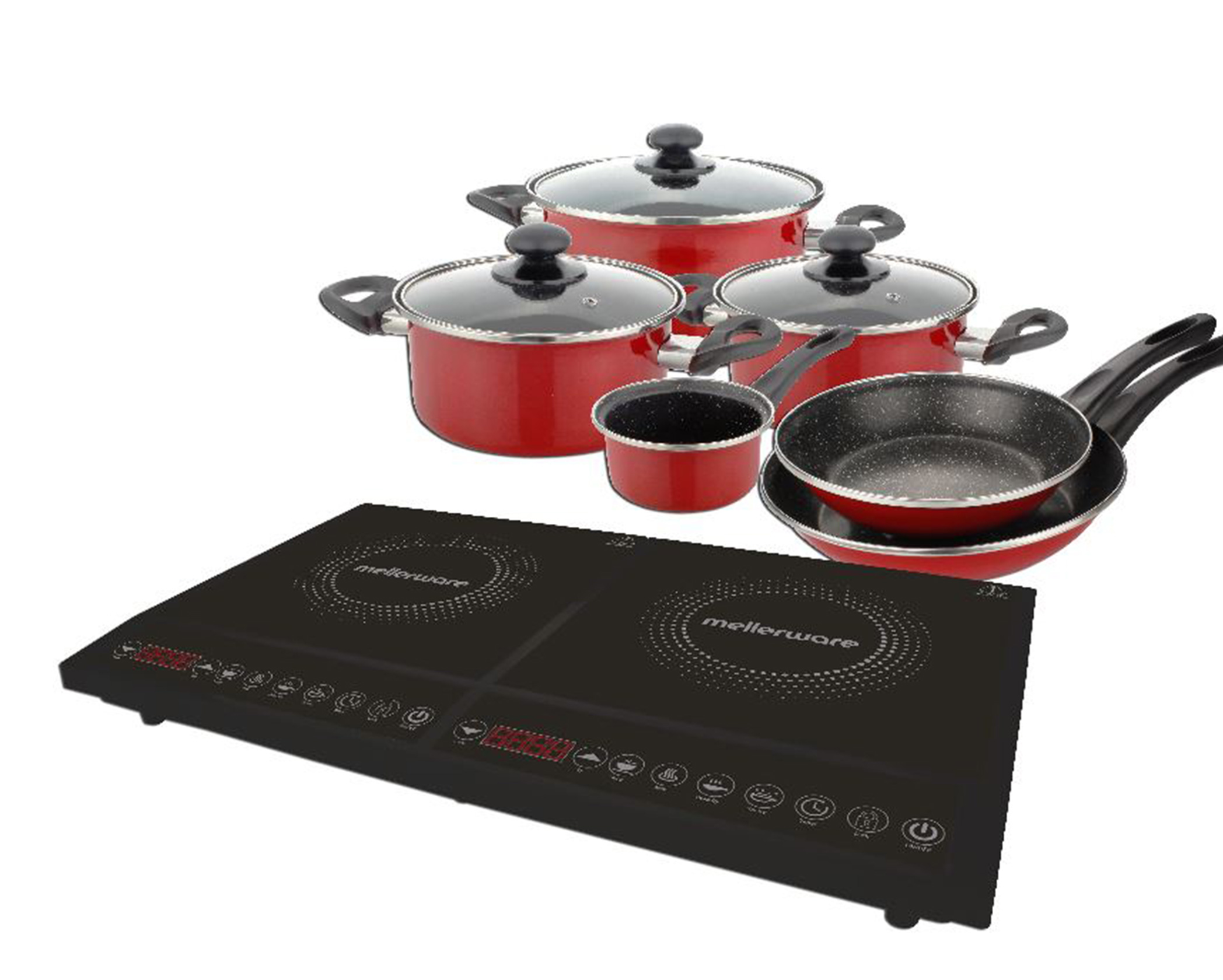 Cooker Led Display Crystal Black Variable Heat Settings 3000w