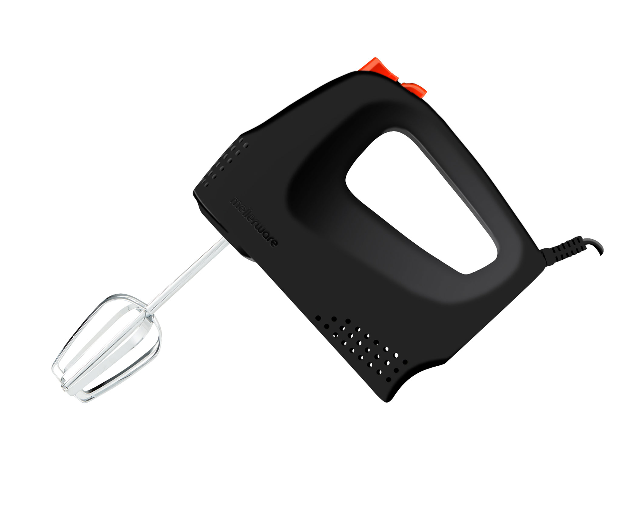 Mellerware Hand Mixer With Dough Hooks & Beaters Stainless Steel Black