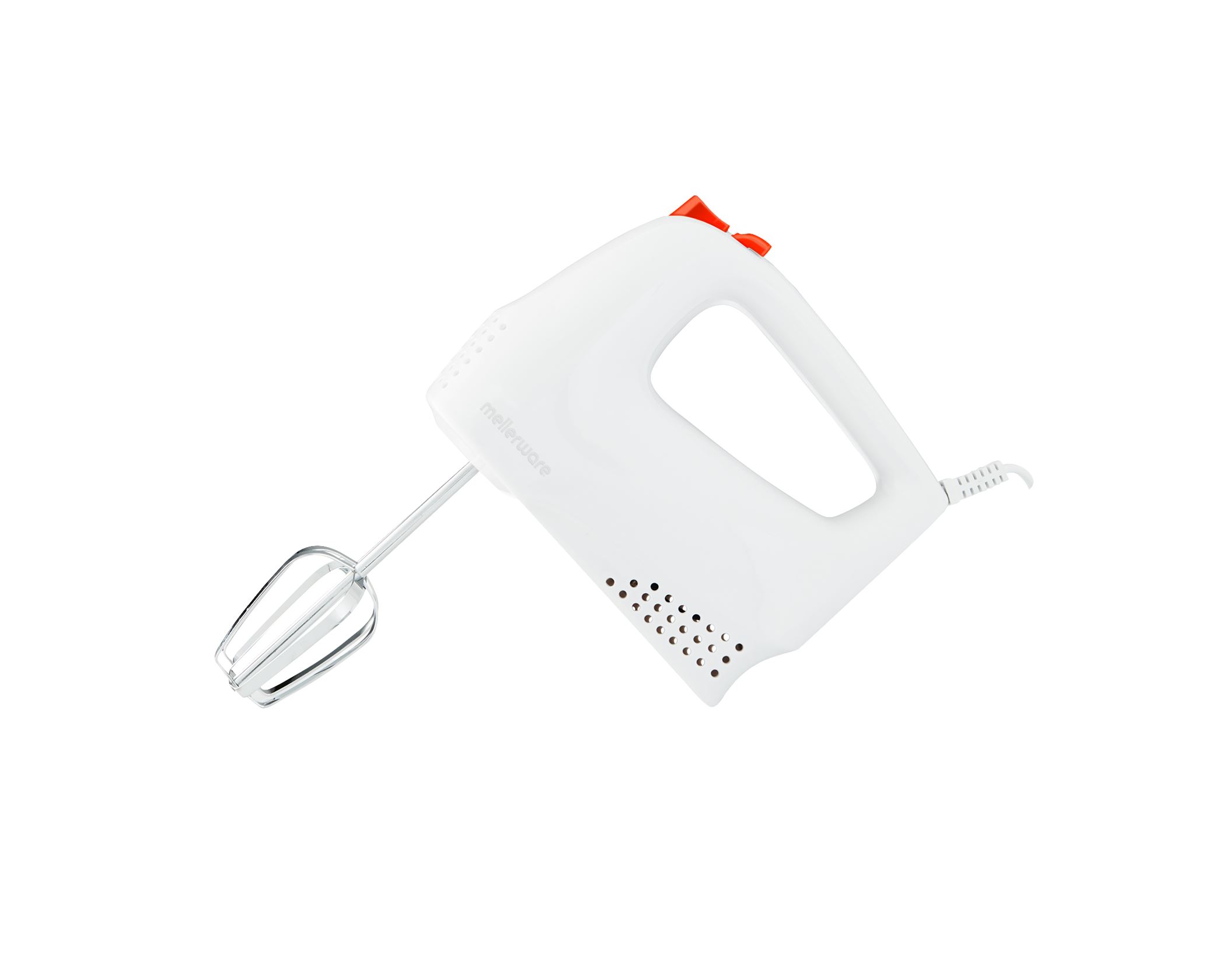 Mellerware Hand Mixer With Dough Hooks & Beaters Chrome White 5 Speed 100W  Mixo 26450WH