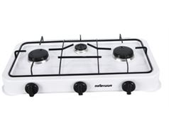 Mellerware Stove Gas Table Top Three Burners Adjustable Temperature Powder Coat White "Vulcan Iii"