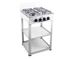 Mellerware Stove Gas With Stand Four Burners Adjustable Temperature Powder Coat Black "Vulcan Iv"