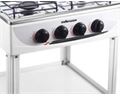 Mellerware Stove Gas With Stand Four Burners Adjustable Temperature Powder Coat Black "Vulcan Iv"