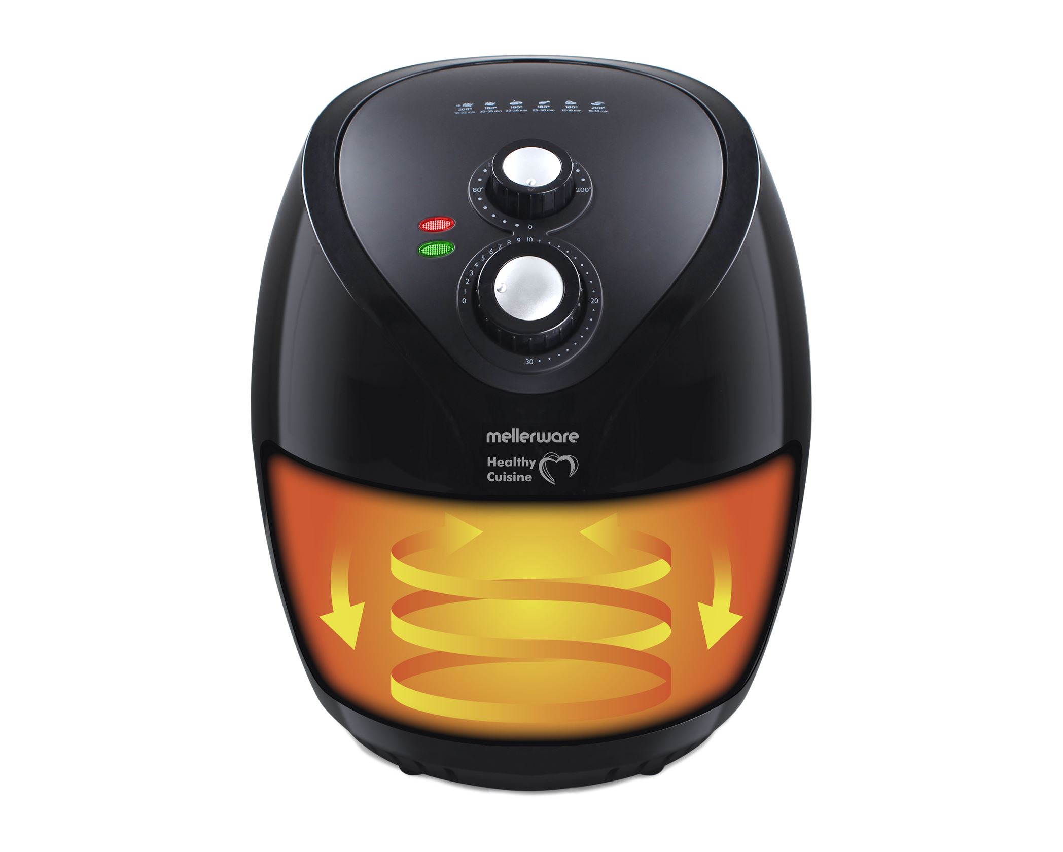 Mellerware Air Fryer With Timer Manual Operation Plastic Black 3.2L 1400W Vitality