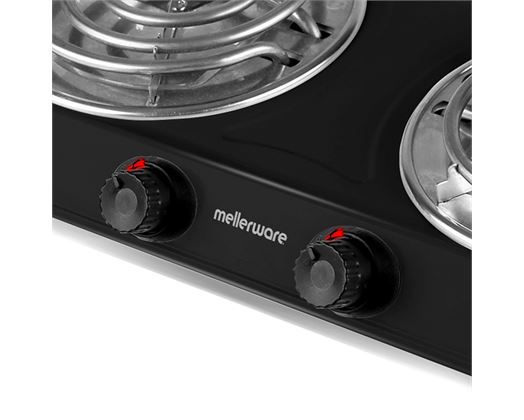 Mellerware Hotplate Double Powder Coat Black & White Spiral Plate 2500W Powerplus 27200DP