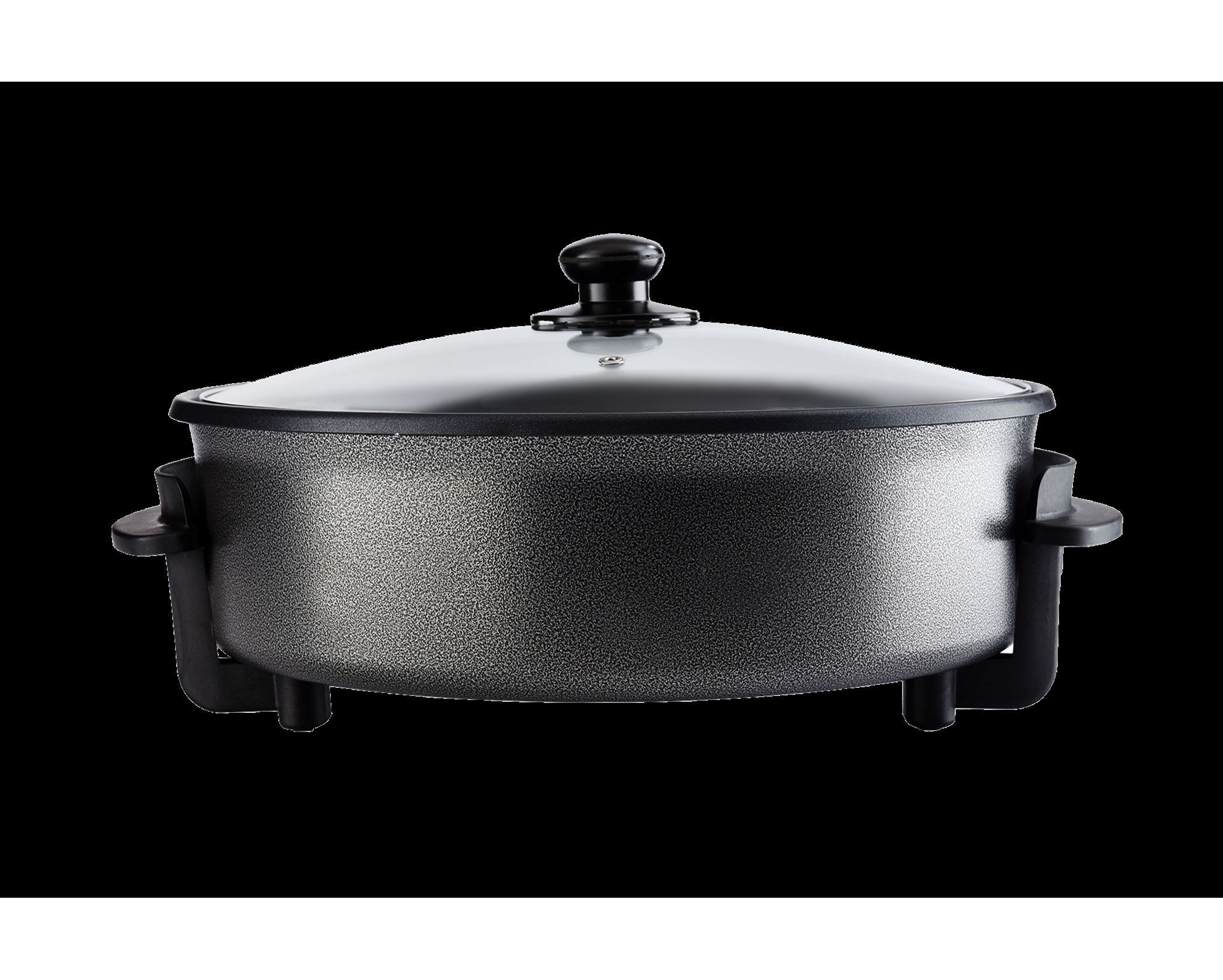 Large Multi Cooker Paella Pizza Electric Frying Pan Glass Lid 1500W  34x36x7cm