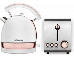 Mellerware Pack 2 Piece Set Stainless Steel White Kettle And Toaster "Rose Gold" #